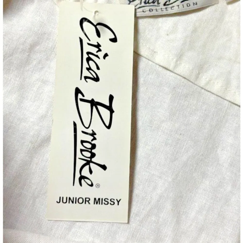 Vintage Sleeveless Top Size XL Beige White Boho Fringe Beads Western Festival Tan - Image 10