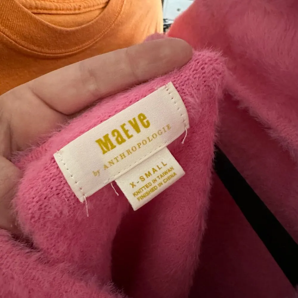 Anthropologie Maeve Eyelash Mock Neck Sweater Tee Pink Size XS - Image 6