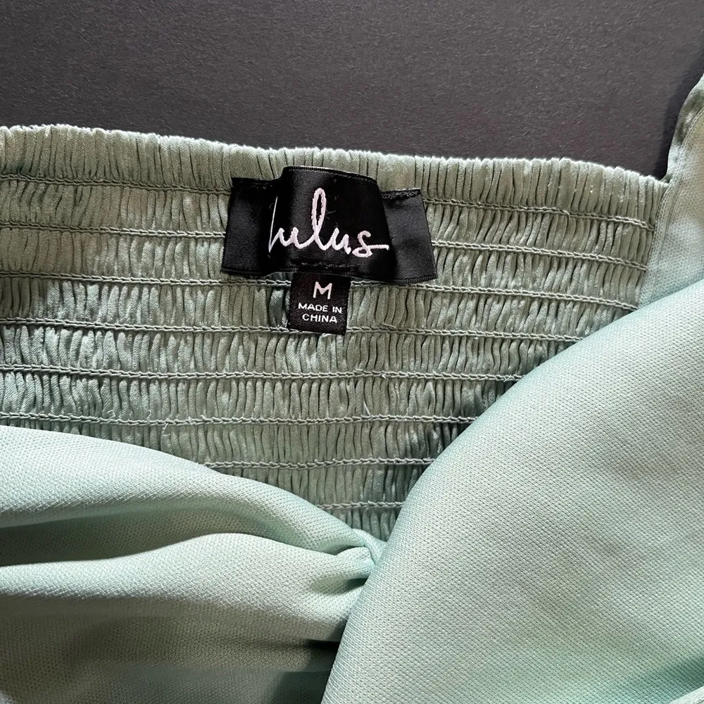 LULUS Mint Green Satin Ruched Crop Tank Top Women’s Sz M EUC Size M - Image 3
