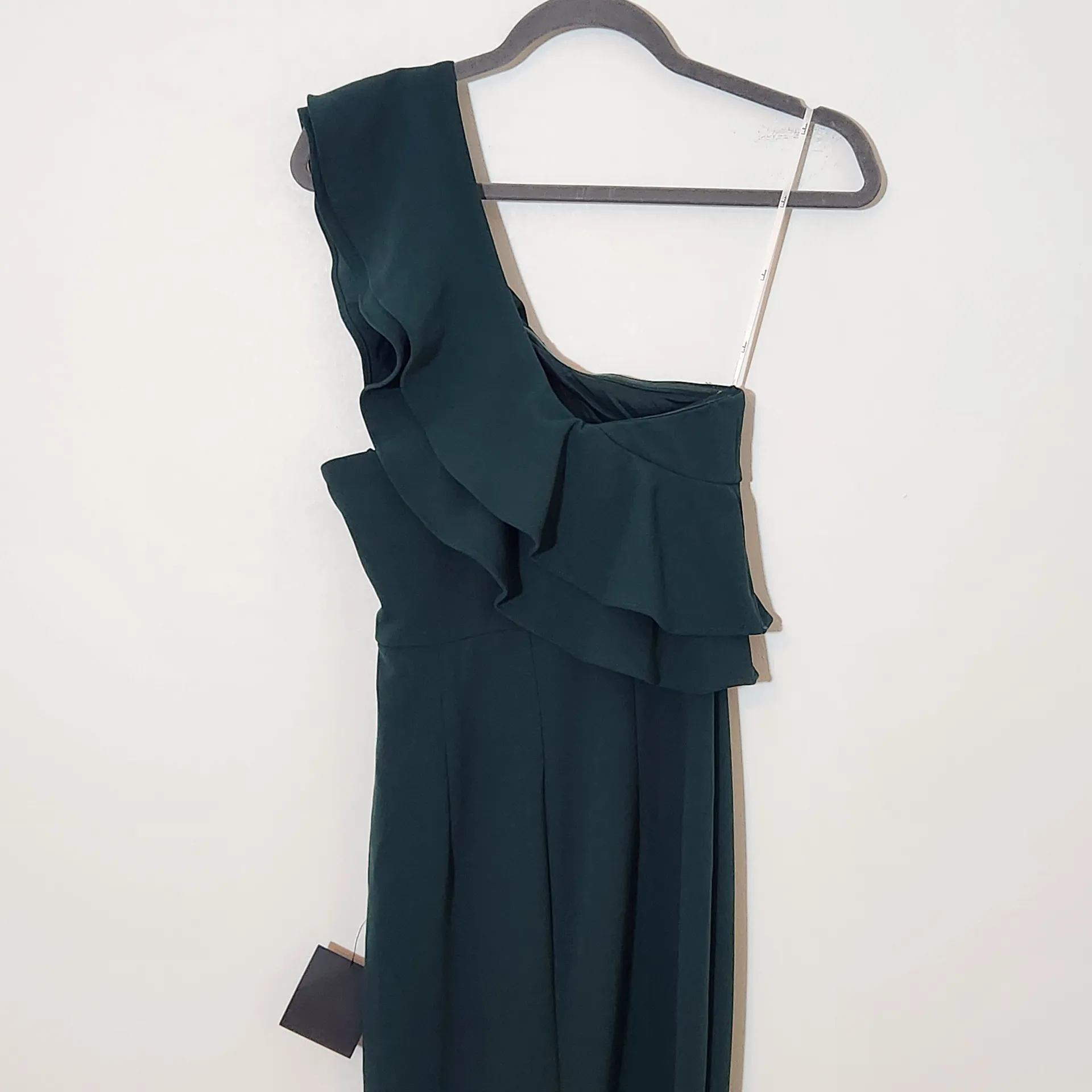 Lulus Green Ruffled One-Shoulder Maxi Dress NWT Size XS Wedding Guest Dress - Image 6