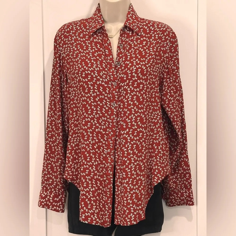 Faithfull The Brand Hosk Top Long Sleeve Pin Up Bow Red Size 4 Coquette Preppy - Image 7