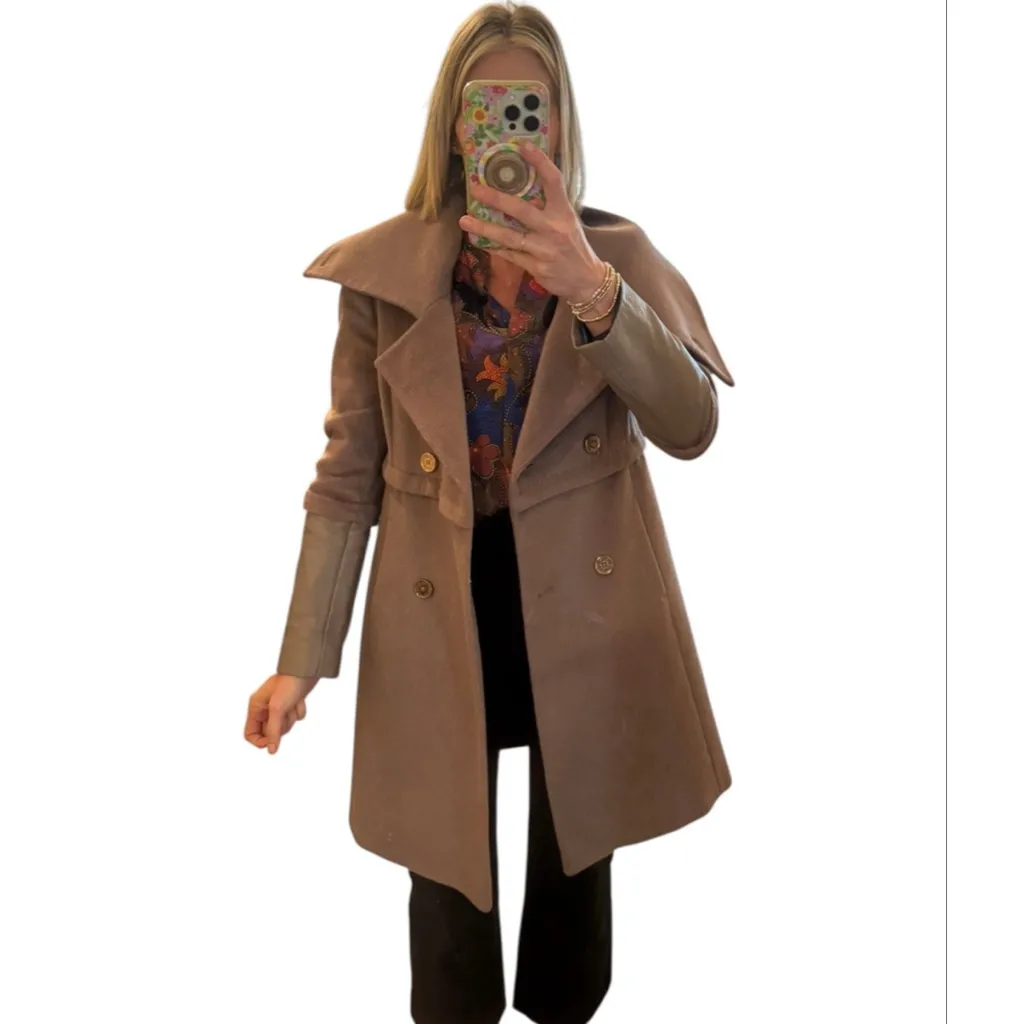 Women's Brown Pea Coat - Image 2