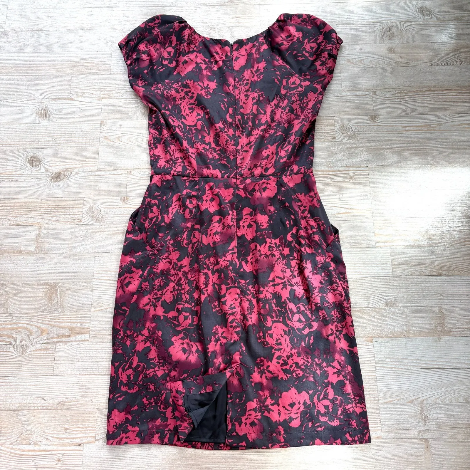 LTS Long Tall Sally Satin Floral‎ Pencil Dress | Grey/Pink Size 8 Pink - Image 6