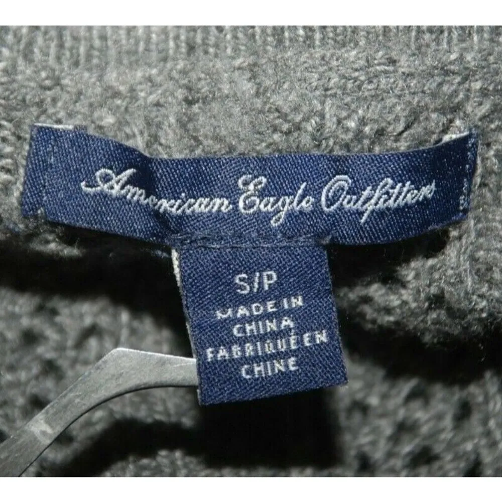 American Eagle Outfitters Ladies Gray Sweater Size S Eyelets Sheer Long Sleeve - Image 7