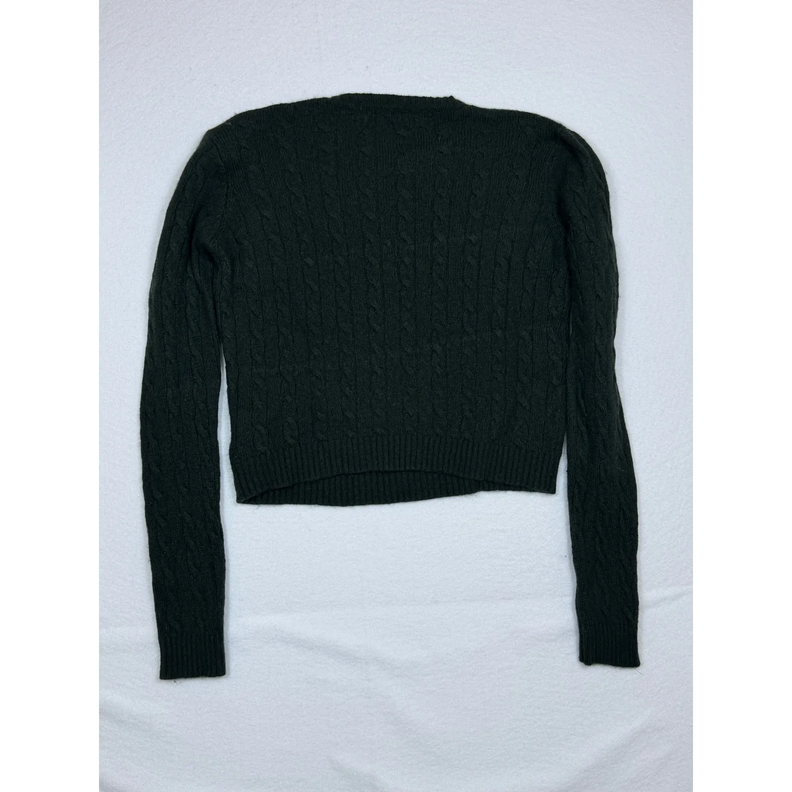 Brandy Melville Dark Green Cable Knit Crewneck Sweater Women's Wool Cashmere - Image 6