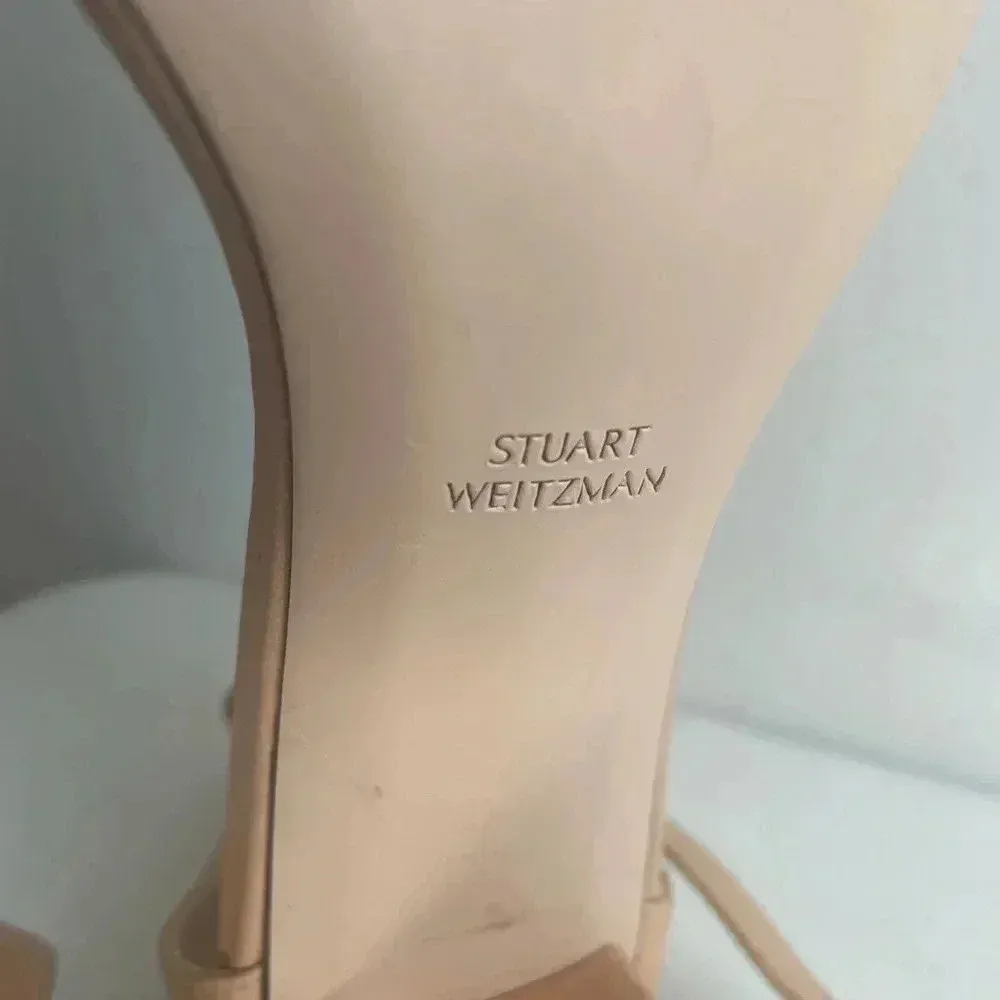 Stuart Weitzman Nearly nude Sandal Block Heel Strappy Heels Like New‎ Size 12 - Image 12