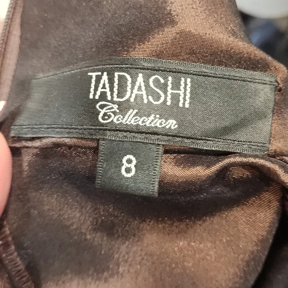 Tadashi Brown Satin Long Formal Modest Luxury Dress Sz 8 - Image 15