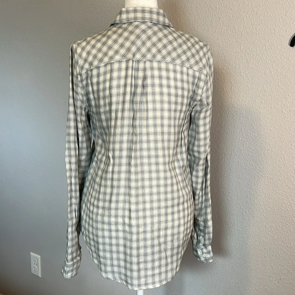 Paige Button Down Shirt Blue/Gray/Silver Plaid Size XS - Image 5