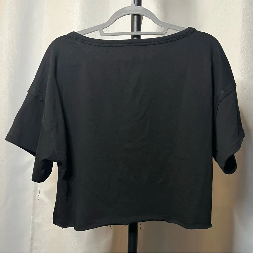 REVEL Black Raw Hem Cropped Top Small - Image 2