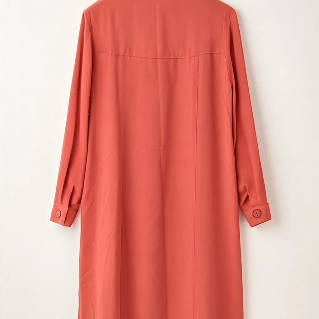 August Silk Coral Long Sleeve Dress - Image 3