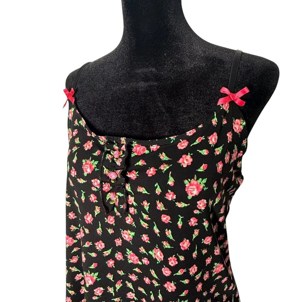 Betsey Johnson Lounge Cami Top Size S Black Pink‎ Coquette Fairy Feminine - Image 2