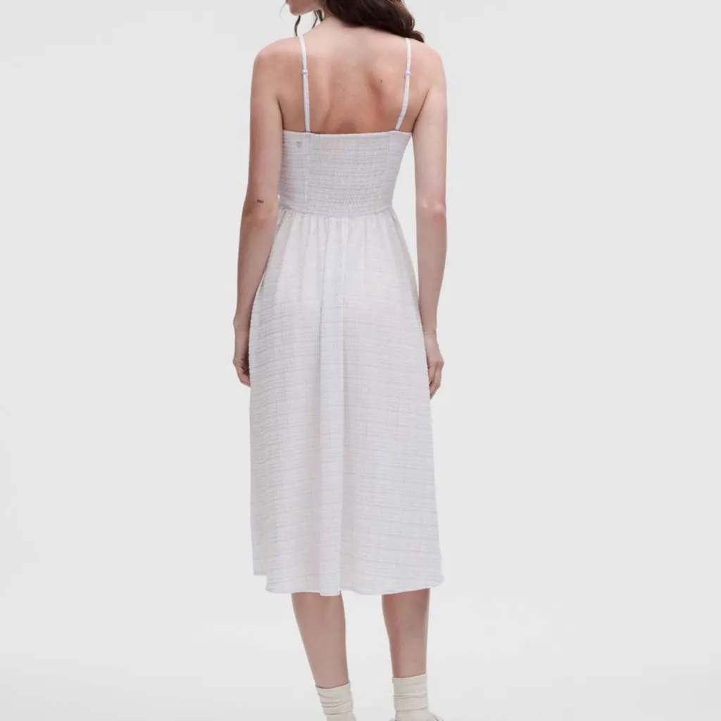Lululemon Seersucker Check Ruched Midi Dress - Image 13