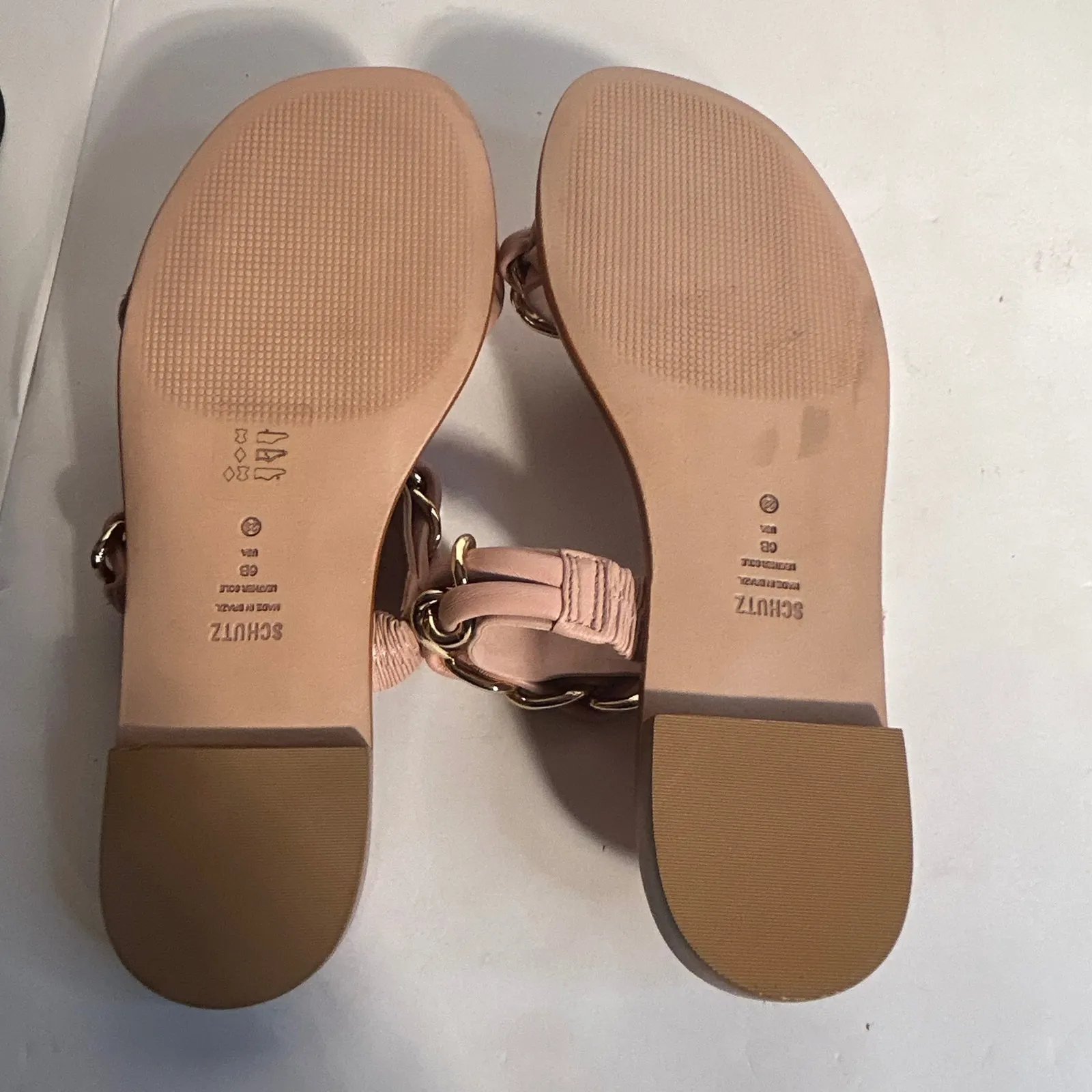 SCHUTZ Pink Leather Chain Slide Sandals Women's Size 6B - Image 5