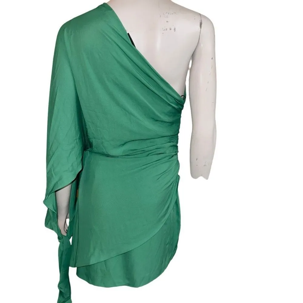NWT Green  Asymmetrical Mini dress Sz Medium - Image 6