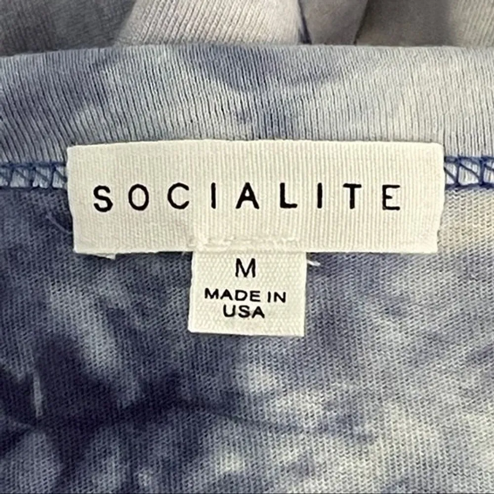 Socialite Shirt Women Medium Blue White Tie Dye Long Sleeve Cropped Basic Casual - Image 6