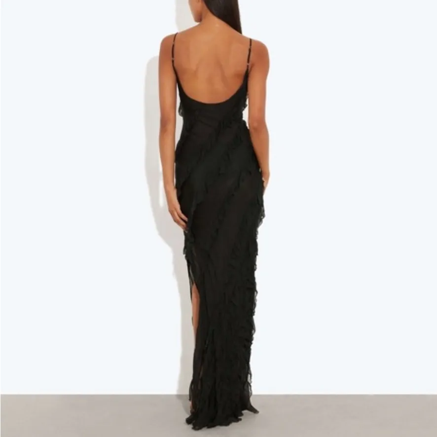 Rat and Boa Black Silk Ruffle Selena Dress Size: M - Image 3