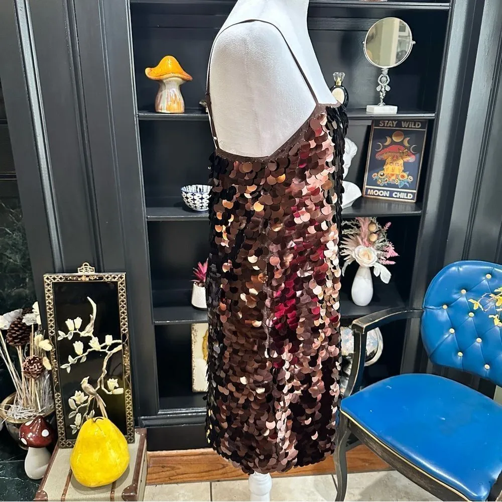 Brown Sleeveless Paillette Mini Party Shift Dress from A New Day Size Small NWT - Image 8