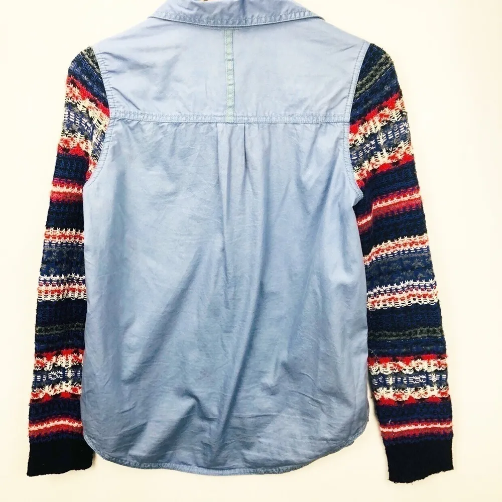 We the Free Fair Isle Chambray Top‎ Small A0002 - Image 8