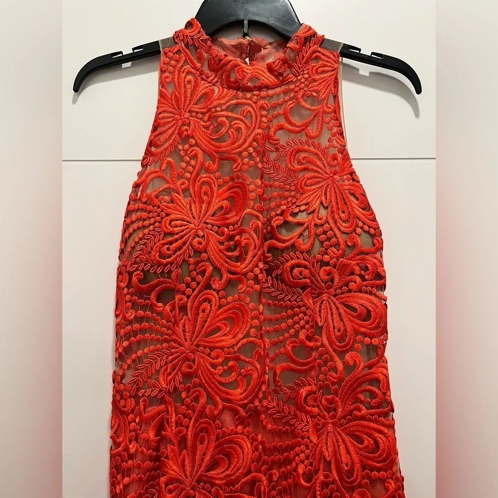 Red PatBO Crochet Maxi Dress Size 10 - Image 4