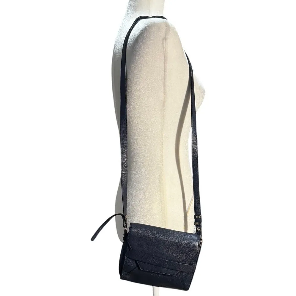 Brooks Brothers Genuine Leather Crossbody Bag Navy | Rare Style - Image 3