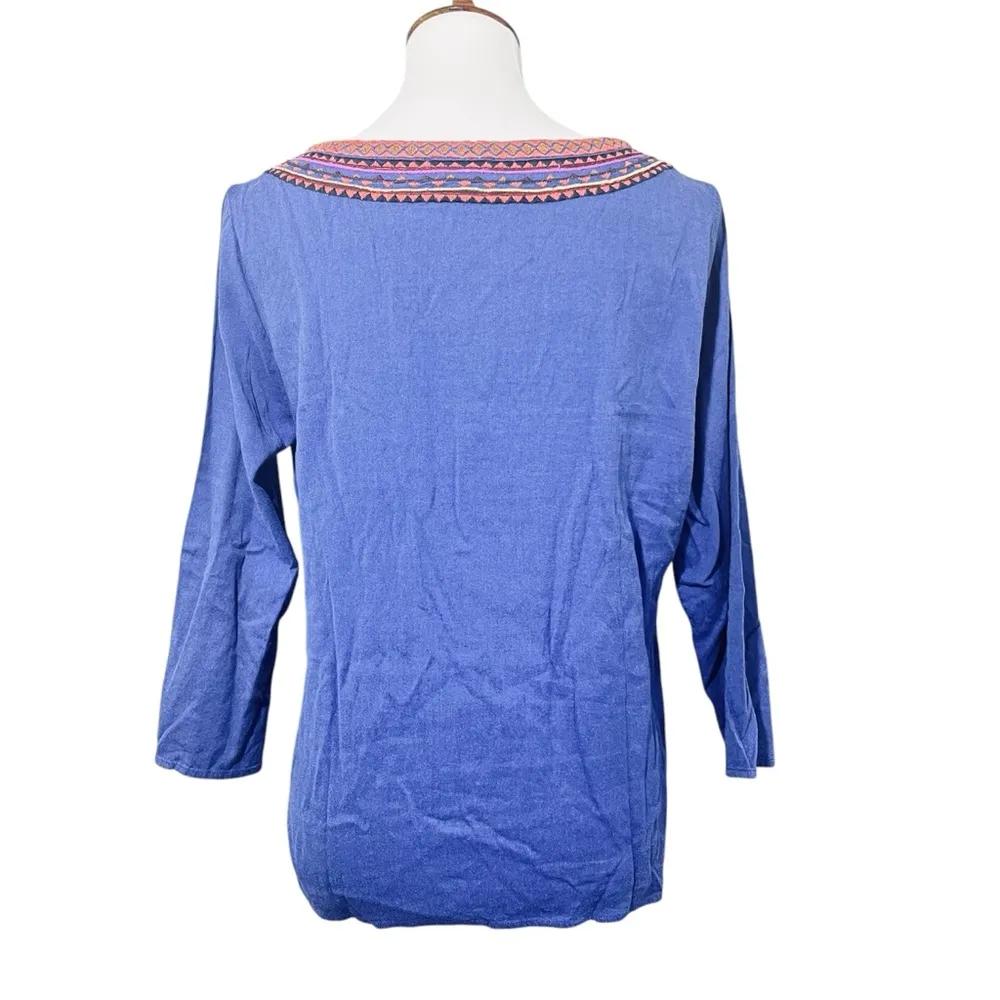 Lucky Brabd blue embroidered and beaded top size M - Image 5