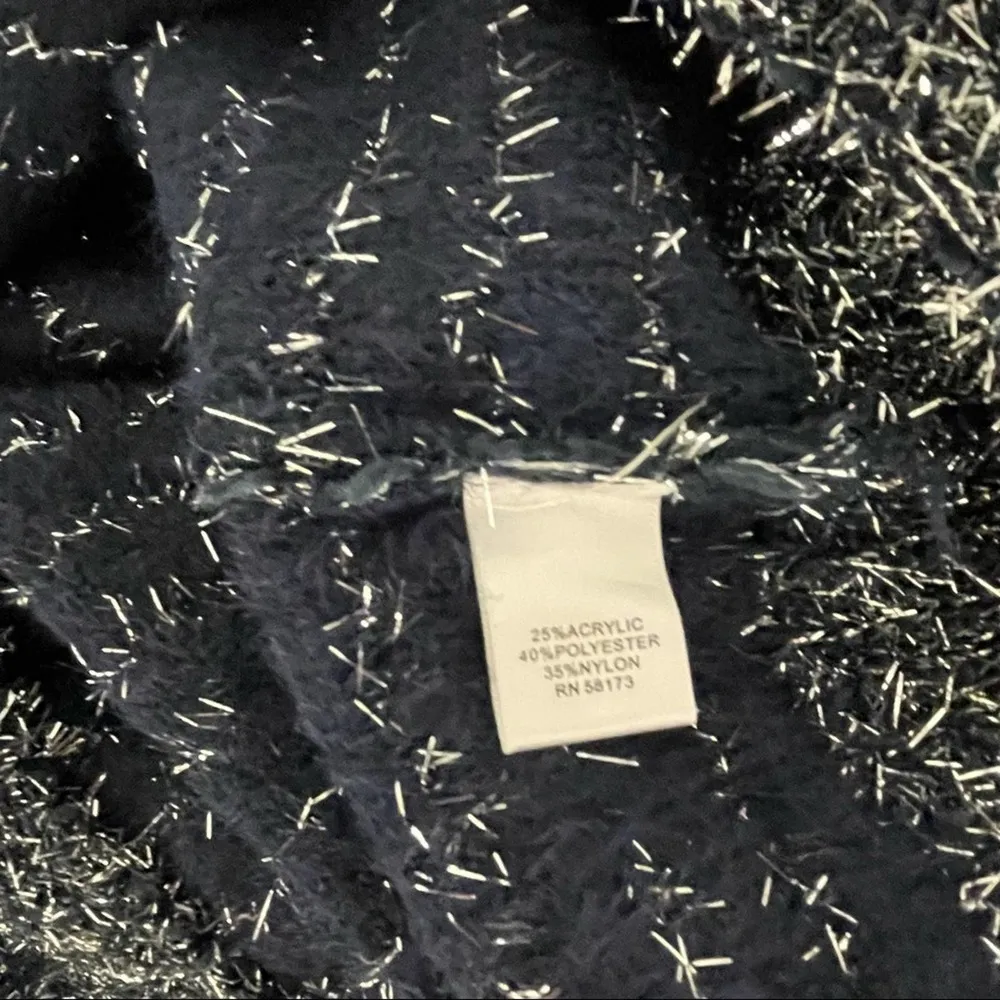 NWOT RAGA Sweater Navy Silver Eyelash Size Small Party Holiday Bohemian Dressy - Image 9