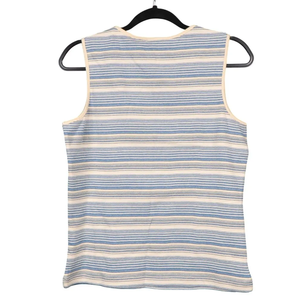 Sonoma Striped Tank M Womens Blue Yellow NEW Cotton Sleeveless Soft Summer Base - Image 4