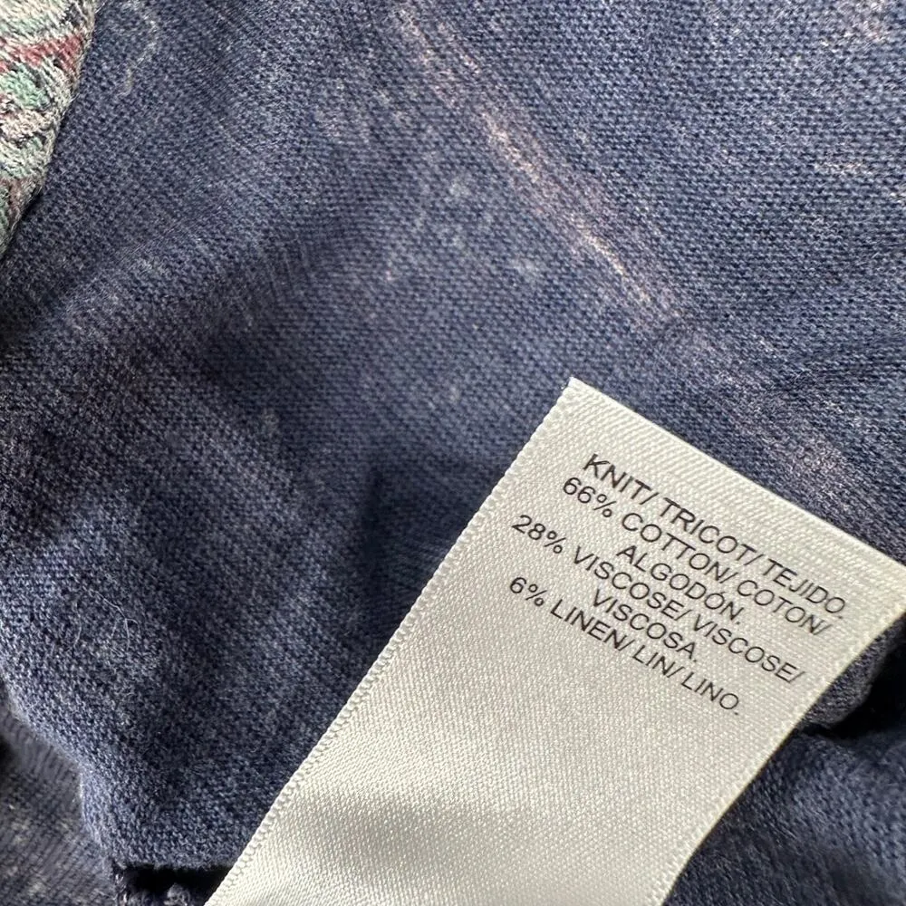 Lucky Brand V-Neck Boho Blouse Women's Small Short Sleeve Gray/Purple Top - Image 8