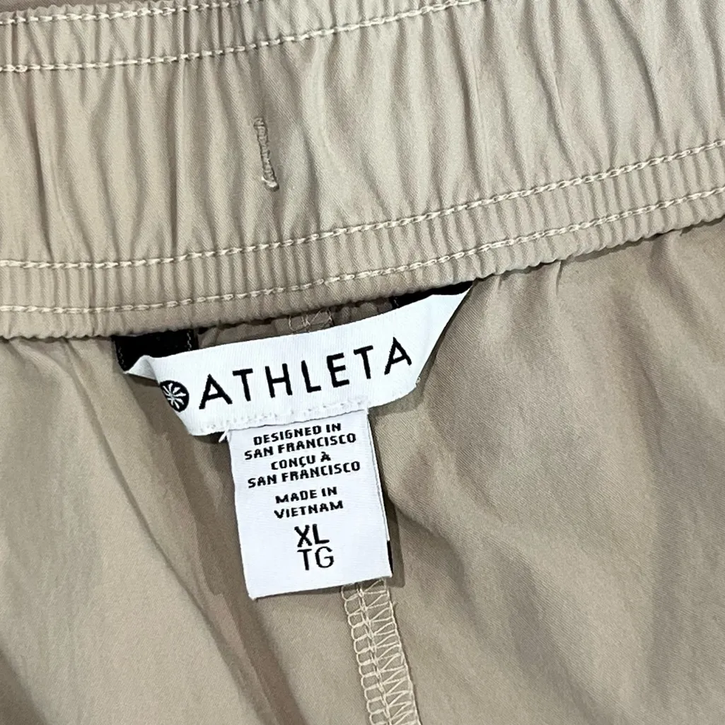 Athleta Midday Mid Rise Crop Poplin Pant Size XL Ecru Khaki Tan Wide Leg - Image 6