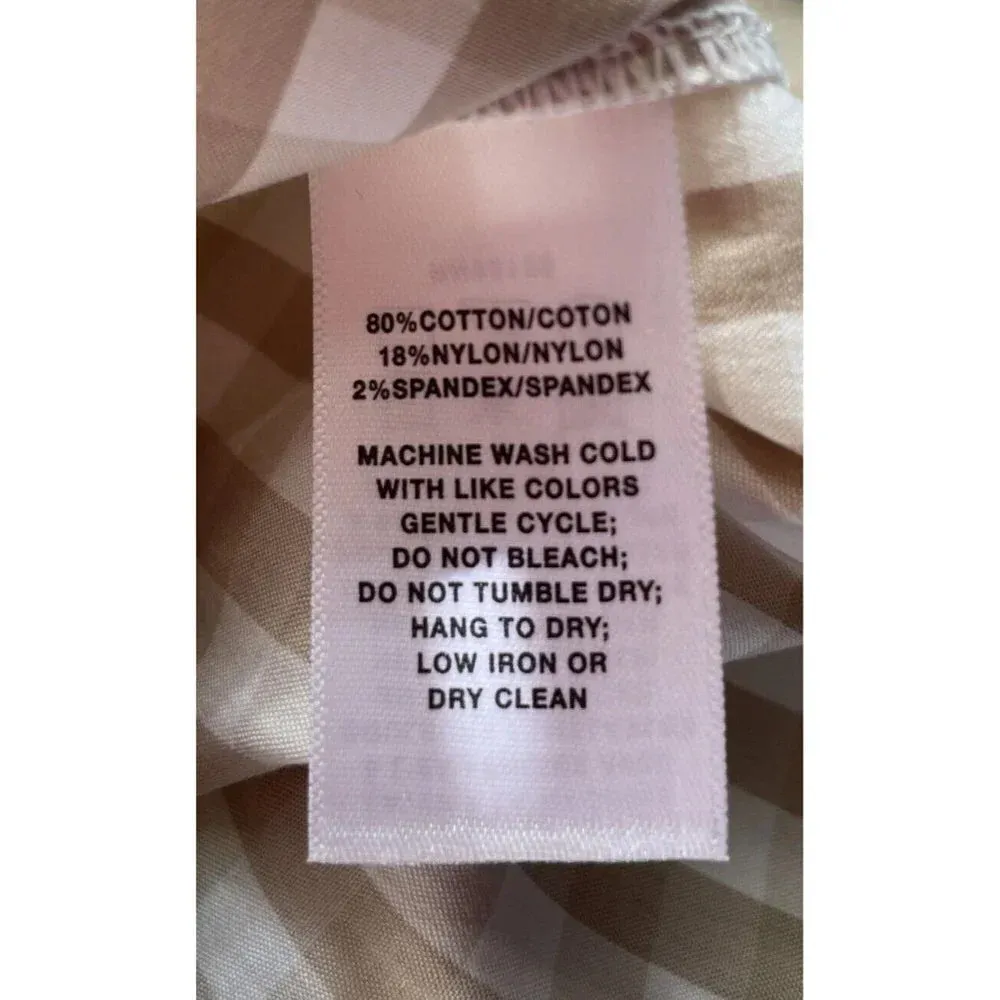 Lafayette 148 Brown White‎ Gingham Button Up Shirt Blouse 3/4 Sleeve Size P XS White - Image 6