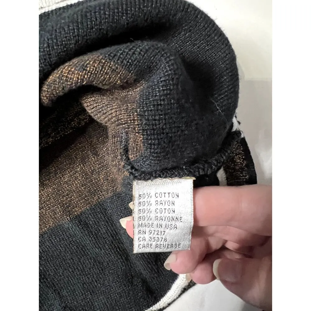 VTG Tehama Nancy Haley Size Large Sweater Vest Striped Clueless Y2K 2000s Cotton Brown - Image 5