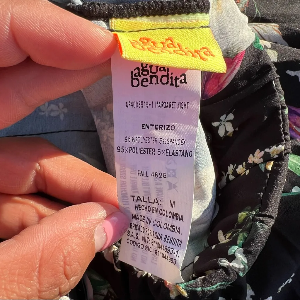 Agua Bendita Floral Jumpsuit - Black and White bohemian size M - Image 7