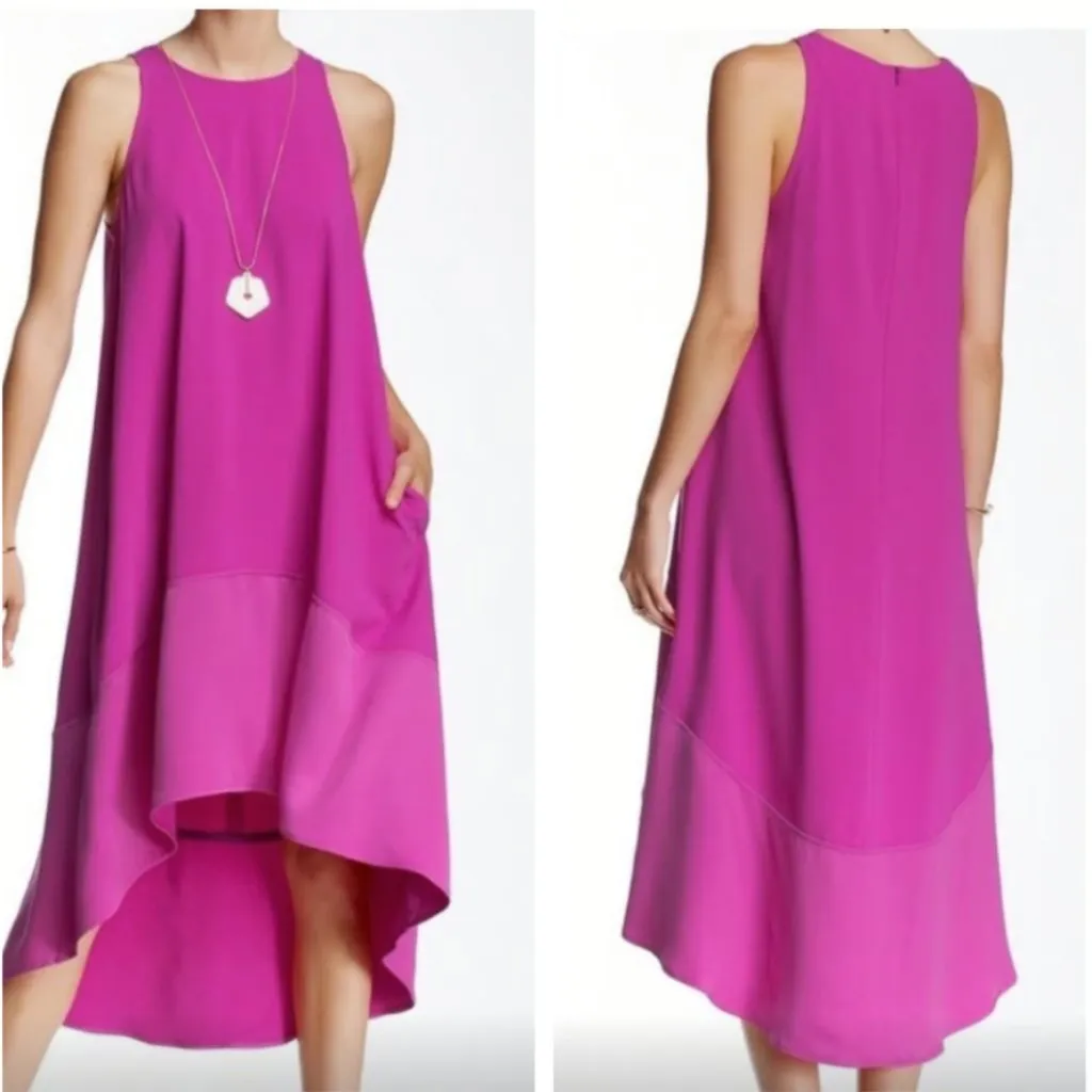 Trina Turk Cayden tank midi dress high low hot pink pockets size small lagenlook - Image 2