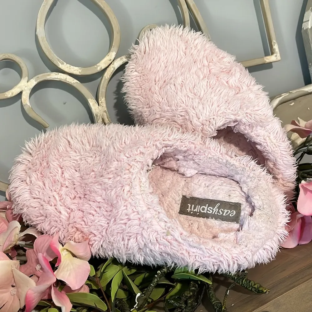 Pink Fluffy Slippers Easy Spirit House Shoes Womens 5-6 Small - Image 5