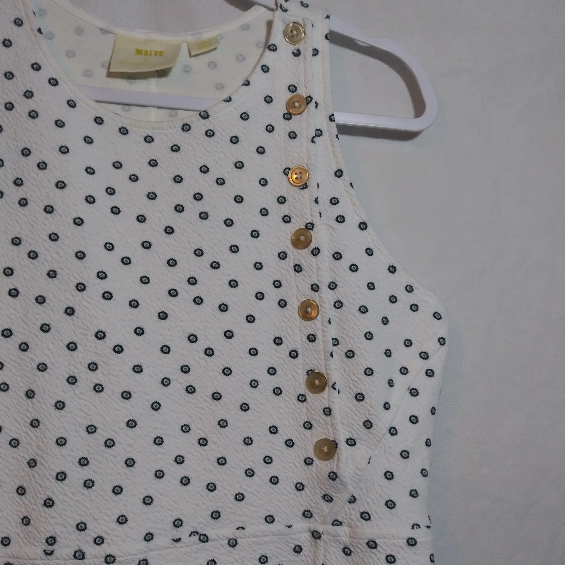 Maeve Anthropologie  Brenner Peplum Top Sleeveless Dotted Size L - Image 5