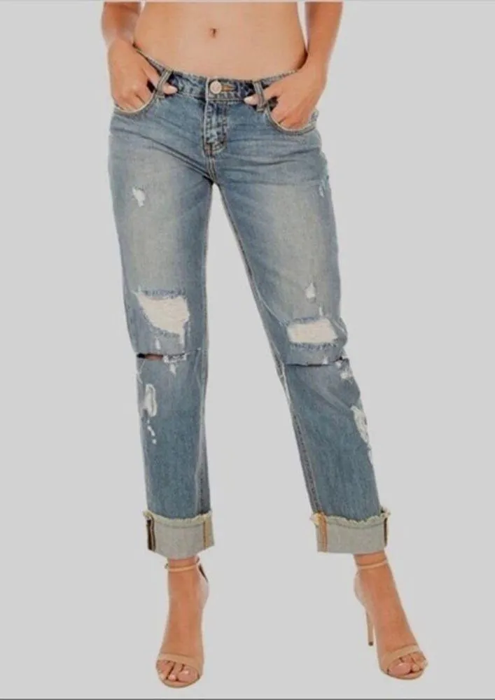 One Teaspoon Blue Buoy Awesome Baggies Cropped Jeans Sz 25 Ripped Booty Flirty - Image 4