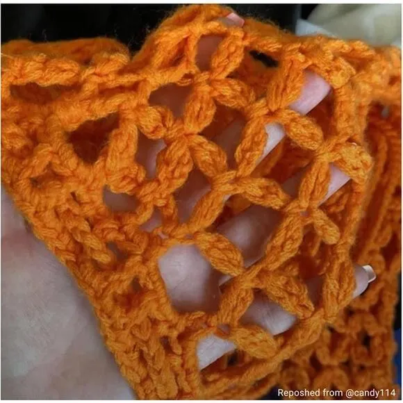 Preloved PrettyLittleThing Orange Crochet‎ Lace-Up Top & Bottom Set (Size S/M) - Image 4