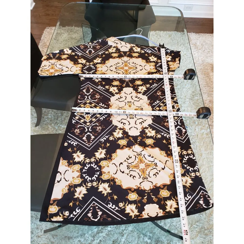 Moosta Midi Dress Women Size 2X Black Beige Baroque Print Long Sleeve Boho - Image 13