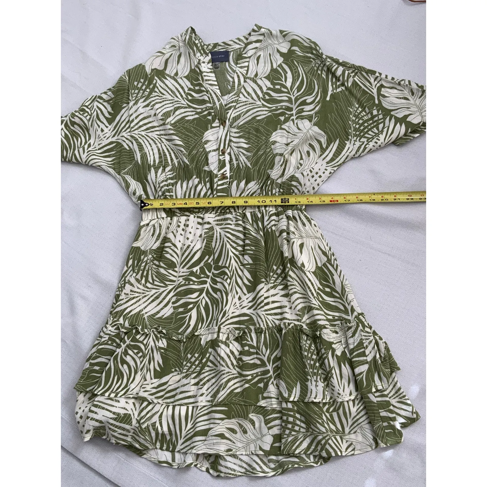 Hudson‎ Gray Destined For Sun Green Tropical Mini Dress size medium - Image 8