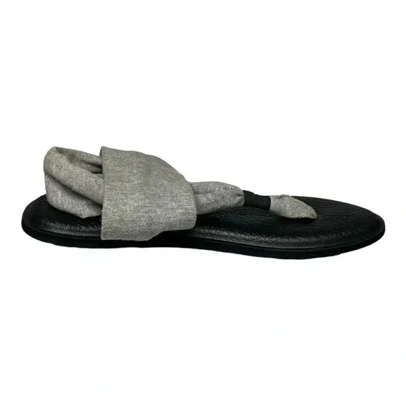 Sanuk Yoga Sling 2‎ Sandal Gray Lightweight Stretch Knit Women Size 6 - Image 4
