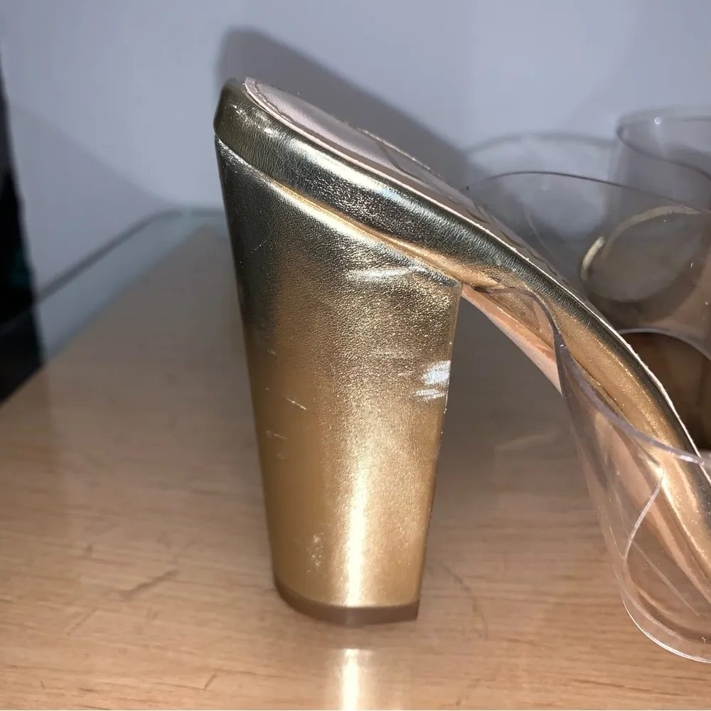 Arianna Gold and Clear Metallic High Heel Sandals Women’s Size 8 - Image 8