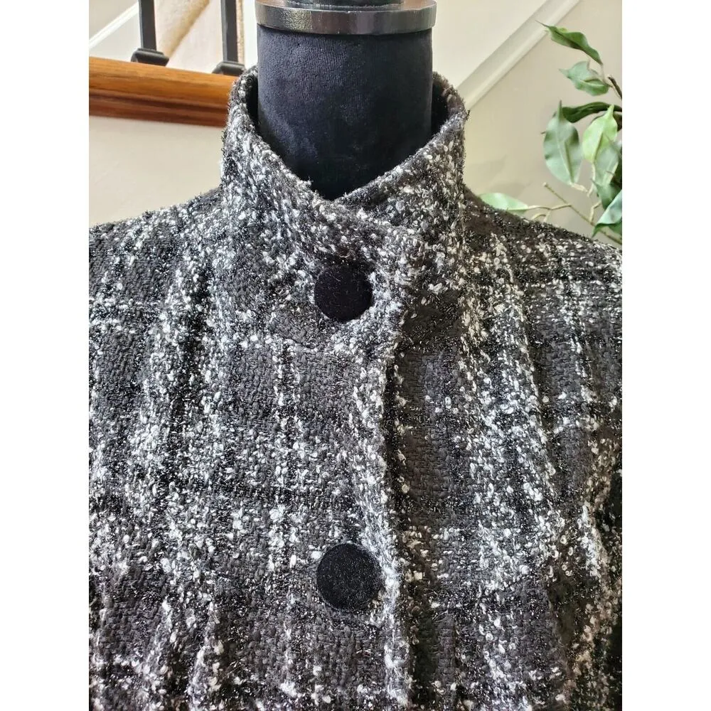 Davi Antte Women's Gray & White Plaid Long Sleeve Buttons Front Jacket Coat XL - Image 2
