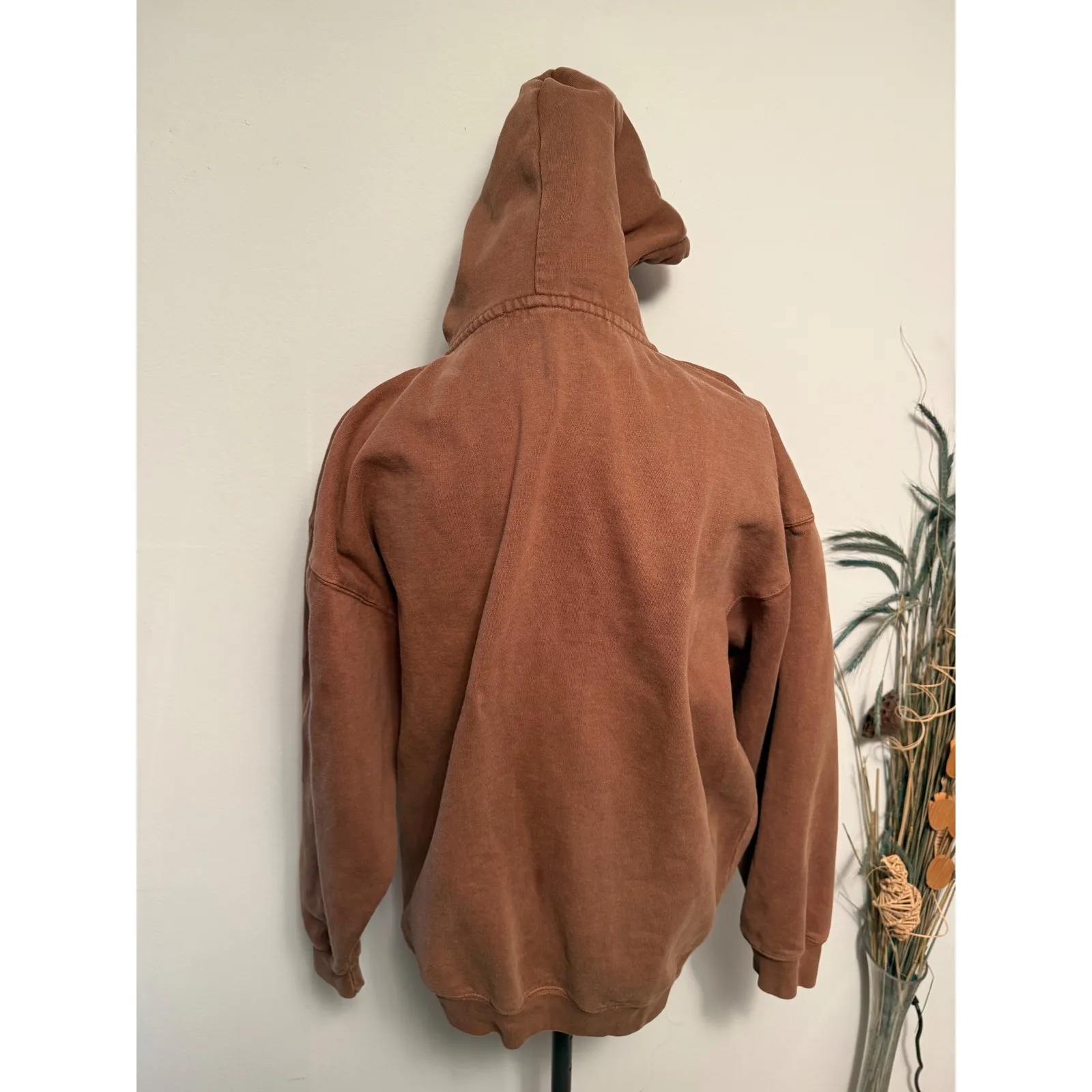 Brandy Melville Brown Zip Up Hoodie Cotton Blend Oversized Casual Women - Image 2