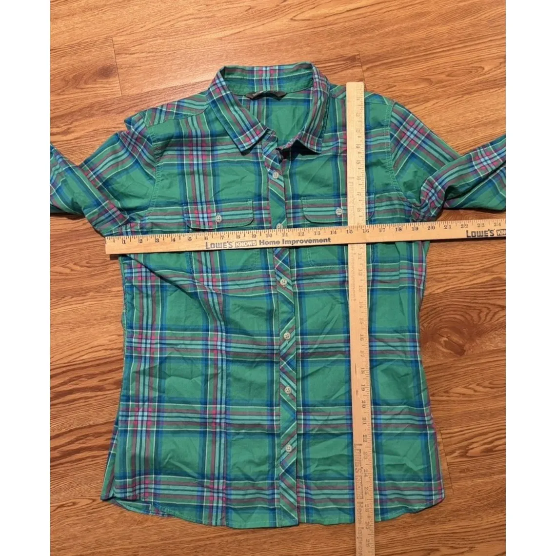 LANDS' END Womens Sz XL Green Brown Flannel Shirt Cozy Warm Gorpcore Outdoor - Image 6