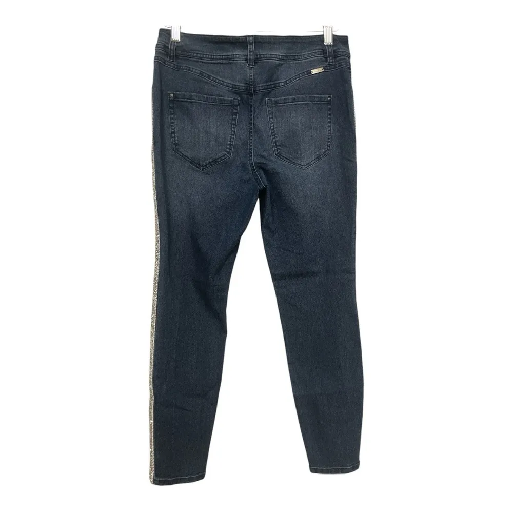 Inc Denim Embellished Skinny Leg, Petite Fit Jeans Size 10P Glitter Sparkles Blue - Image 3