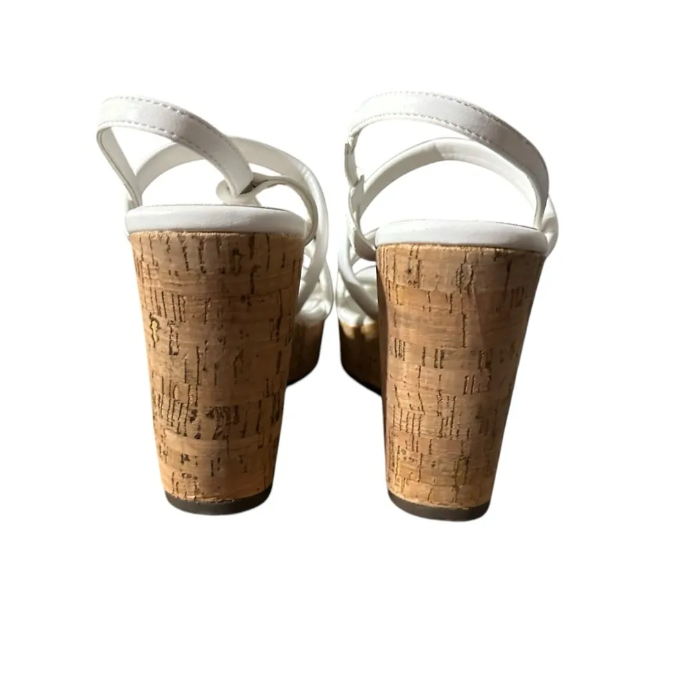Women Platform Wedge Sandals Cork Slingback Wedges Espadrilles Heels Summer White Size 10 - Image 5