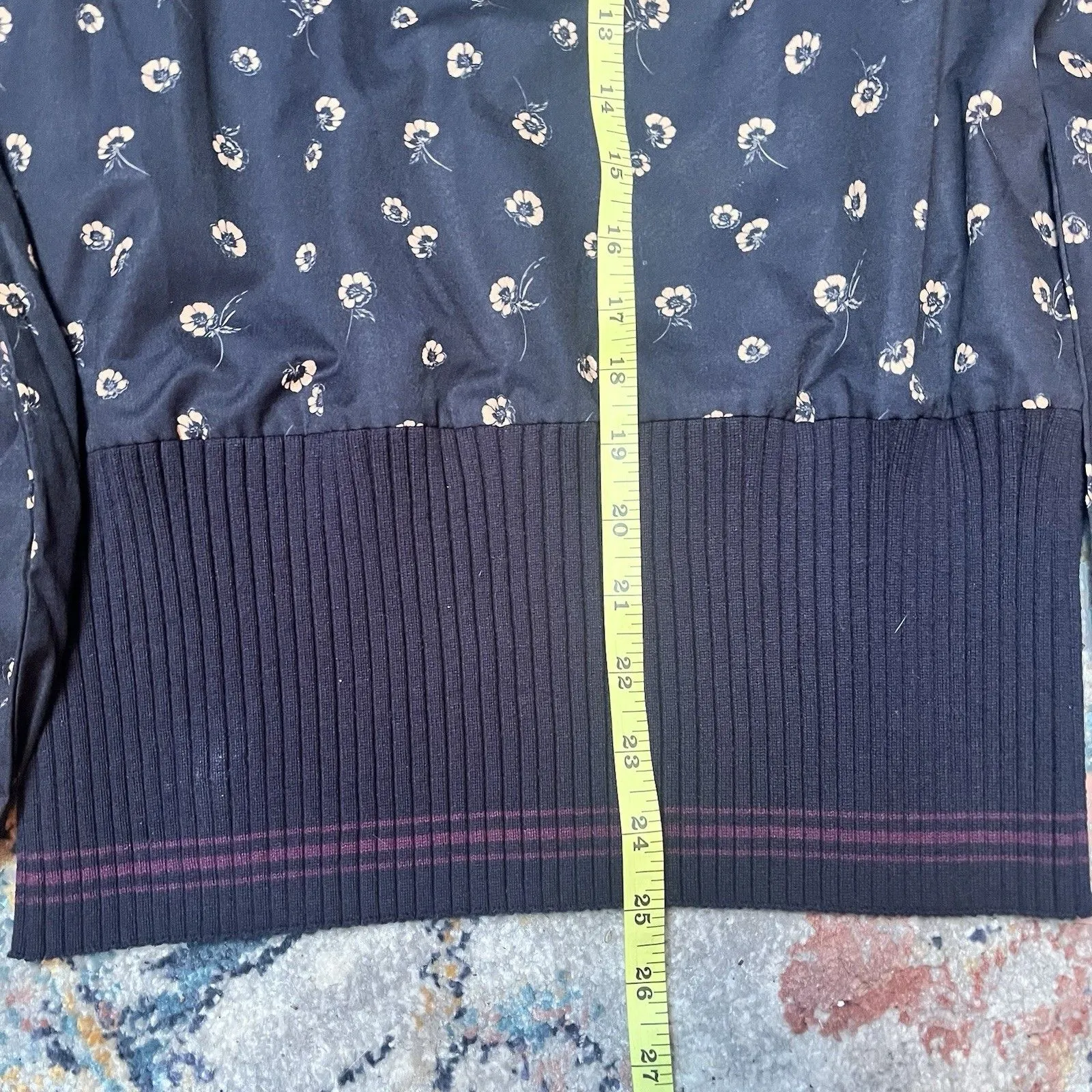 WOMENS FRENCH CONNECTION SIZE UK M NAVY MIX CREW PULLOVER BLOUSE TOP FRILL TRIM - Image 2