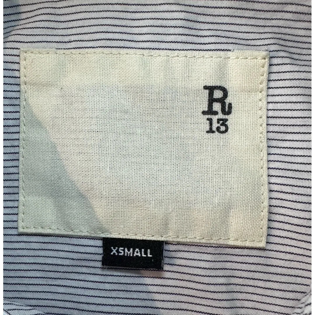 R13 SW Drop Neck Button Up Shirt XS Purple Pinstripe Oversized Deconstructed - Image 6