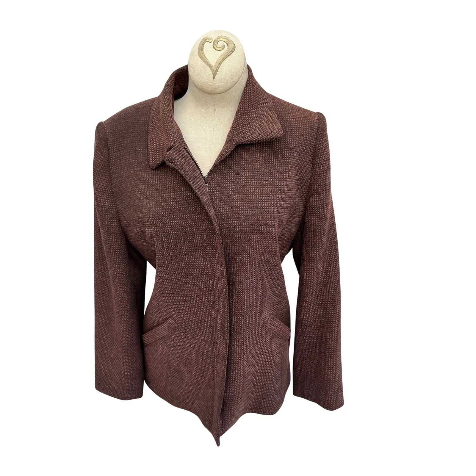 Addenda Brown Textured Blazer Jacket Women's Size 11 Old Money Quiet Luxury Size L - Image 7
