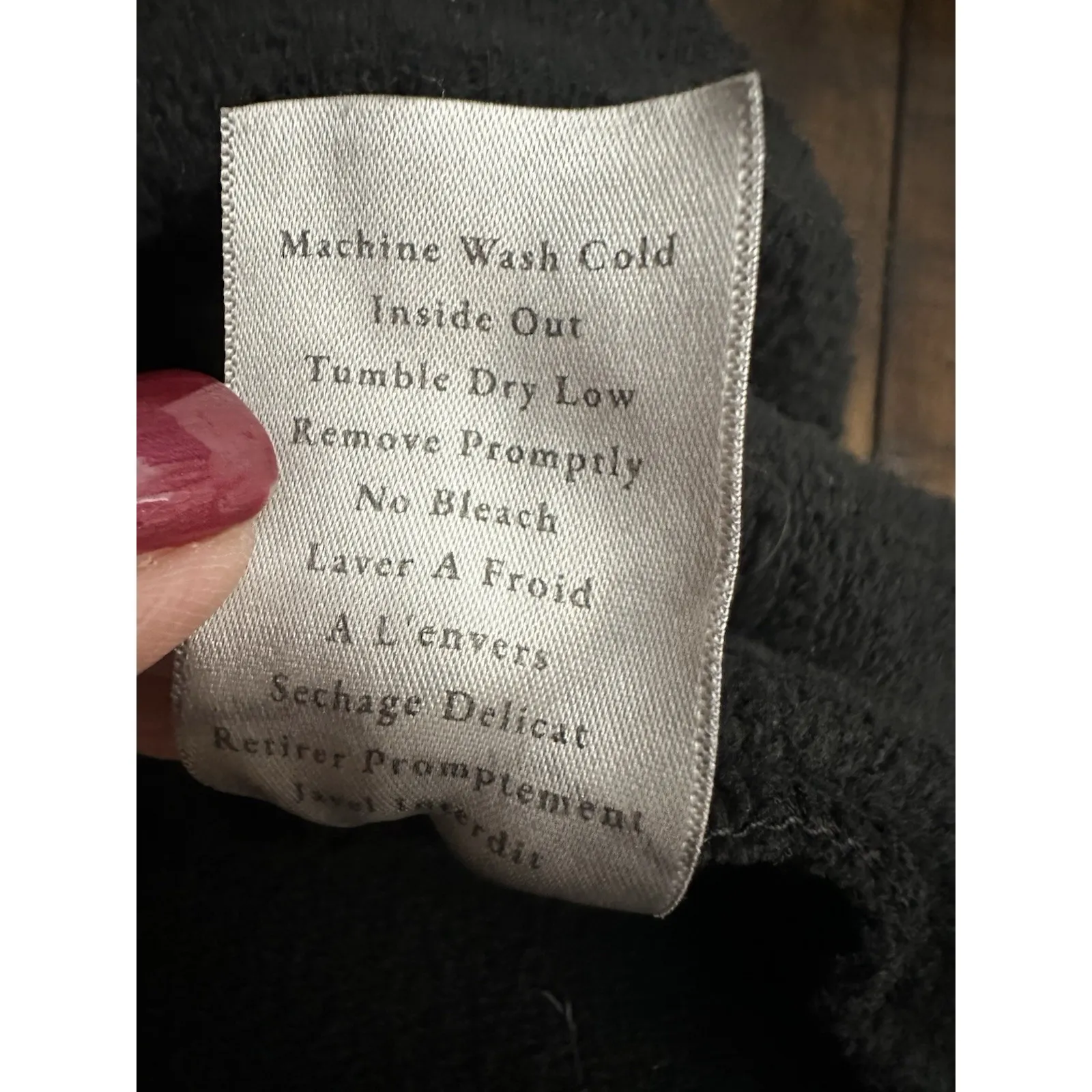 Frank & Eileen Willa Wrap Dress Womens Medium Triple Fleece Black Old Money - Image 11